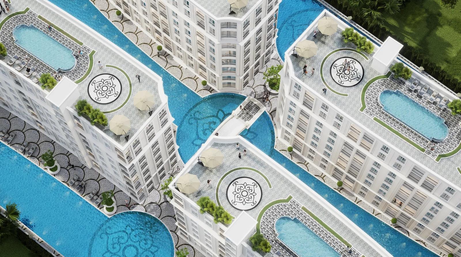 Harmonia City Garden — rooftop waterfall pool